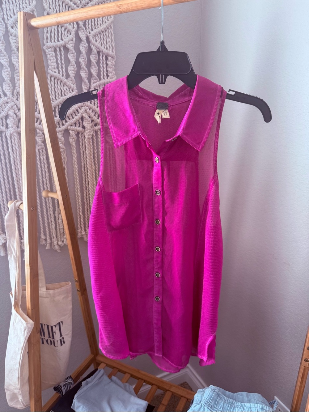 We The Free- Boysenberry Sheer Sleeveless Top